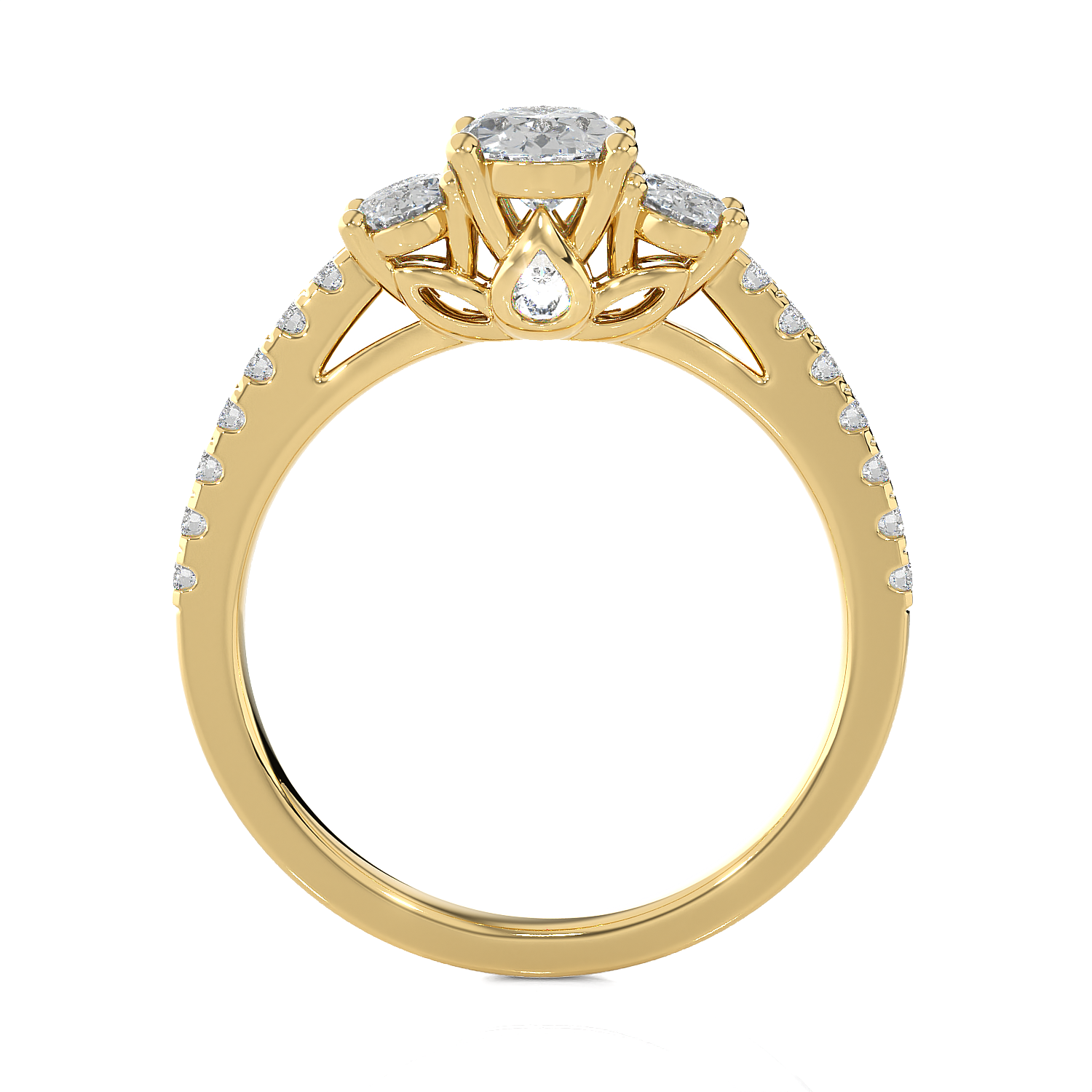 Round Three Stone Lab Grown Diamond Ring