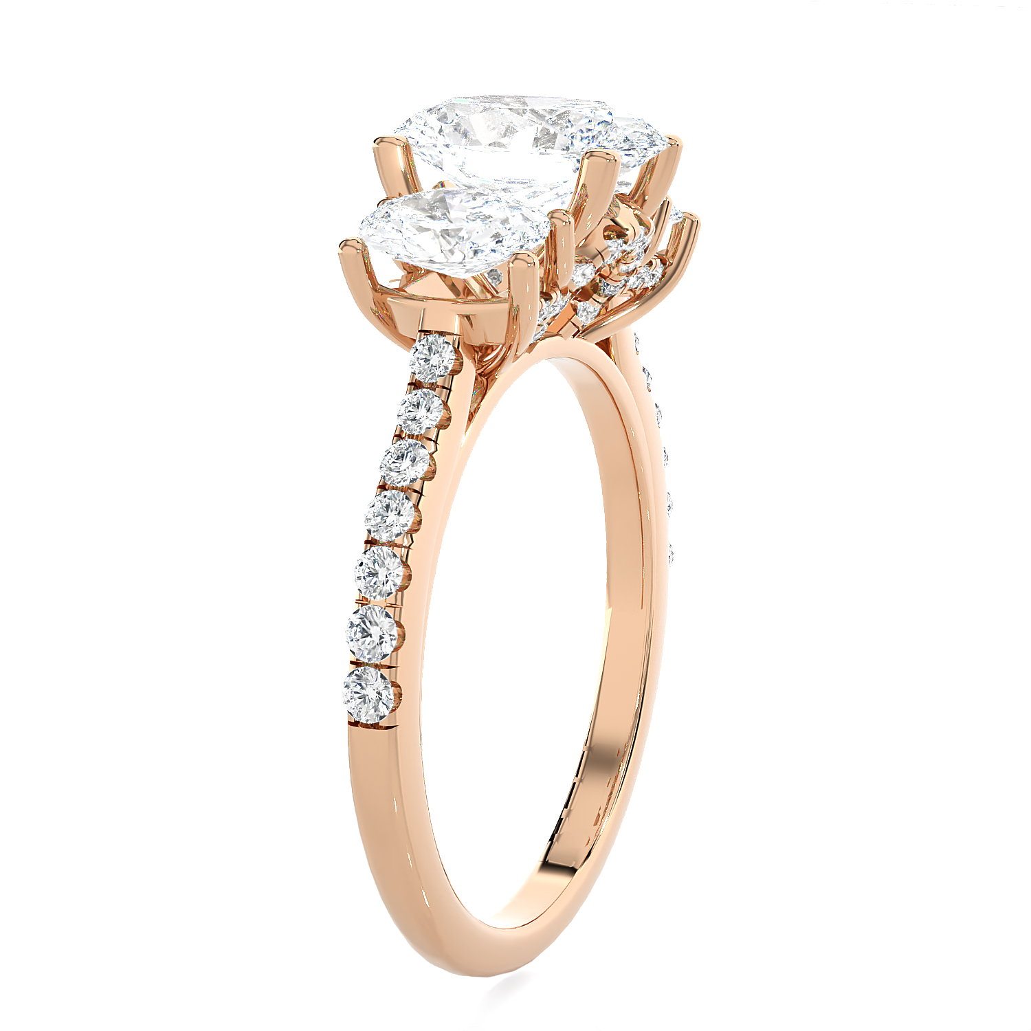 2 7/8 ctw Oval Three Stone Lab Grown Diamond Ring
