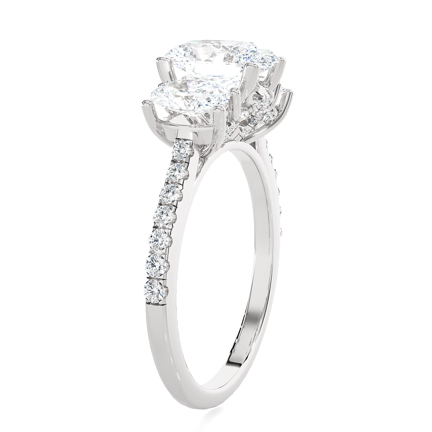 2 7/8 ctw Oval Three Stone Lab Grown Diamond Ring