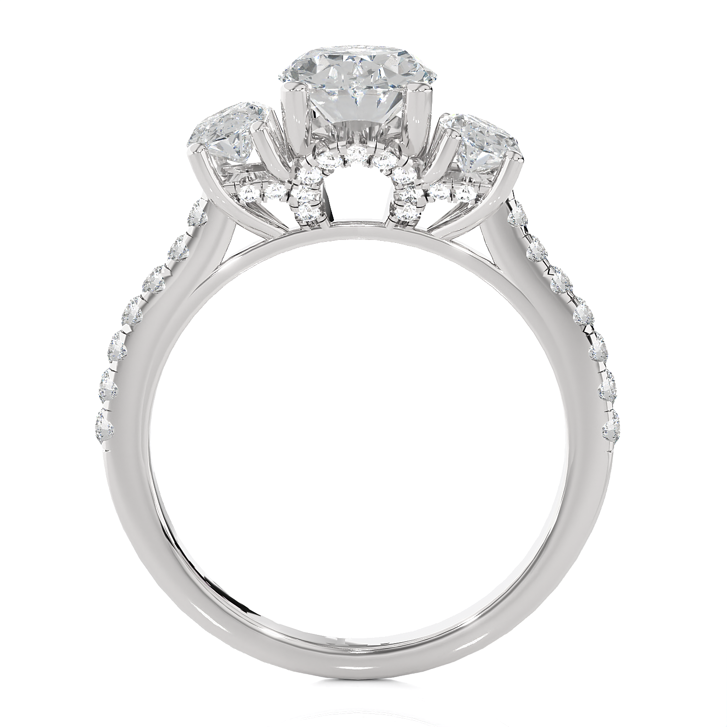 2 7/8 ctw Oval Three Stone Lab Grown Diamond Ring