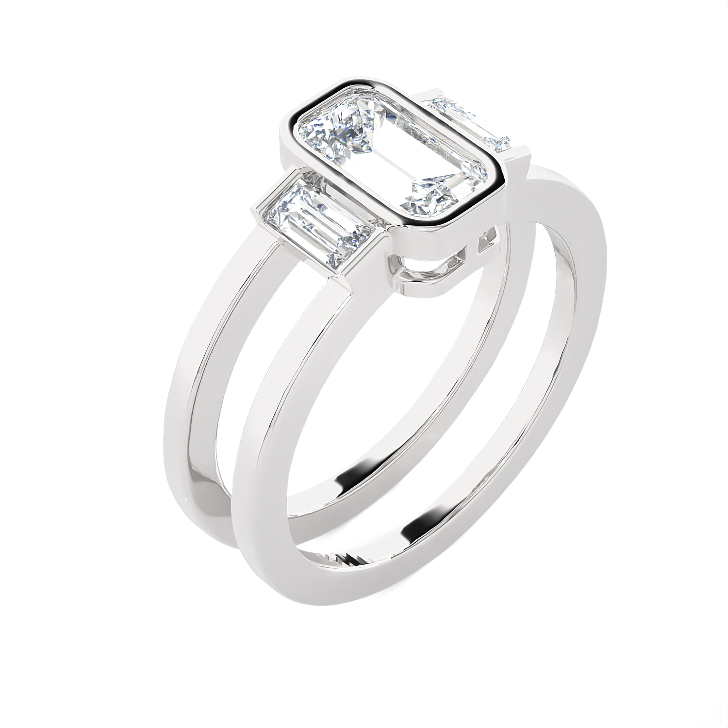 1 1/5 ctw Emerald-Cut Three Stone Lab Grown Diamond Ring
