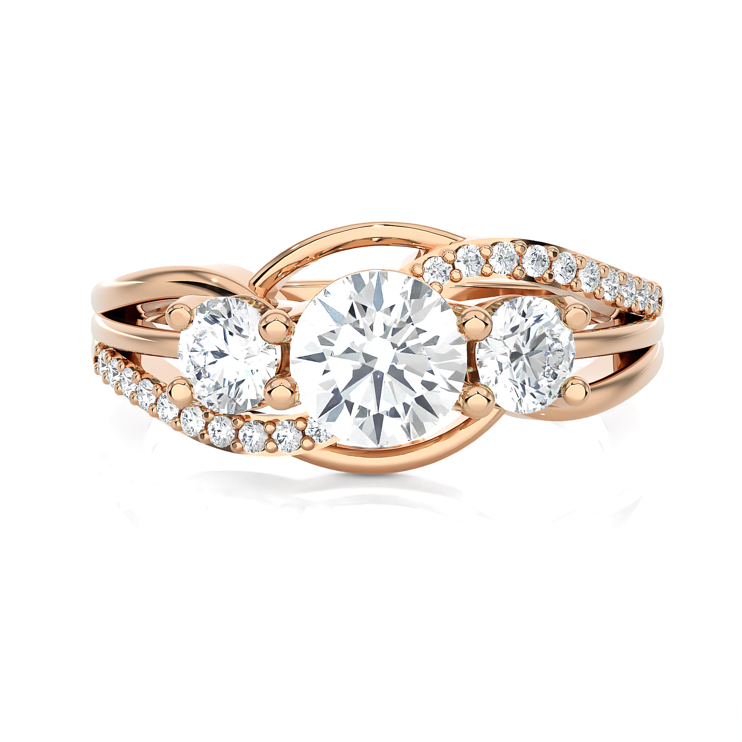 1 1/3 ctw Round Three Stone Lab Grown Diamond Ring