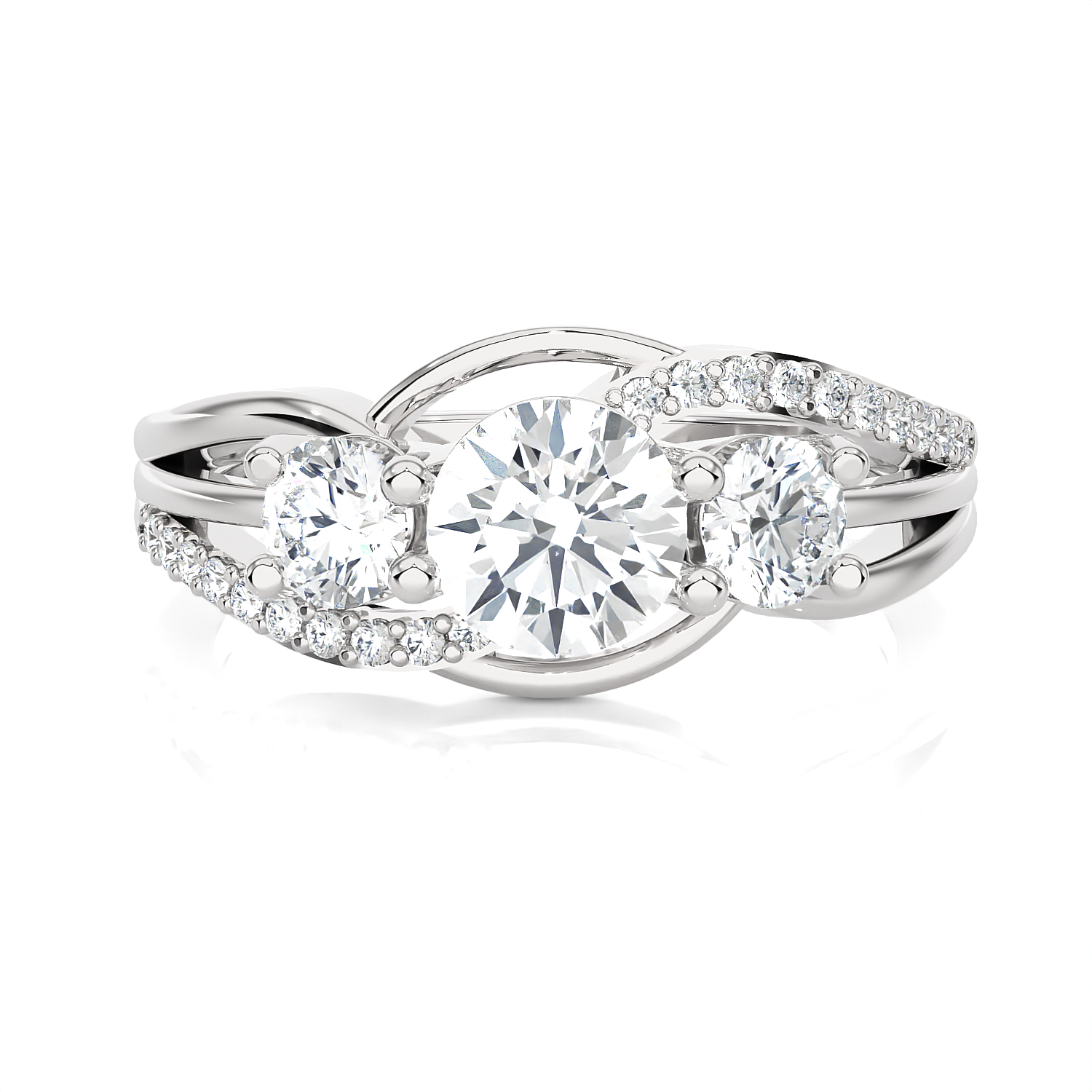 1 1/3 ctw Round Three Stone Lab Grown Diamond Ring