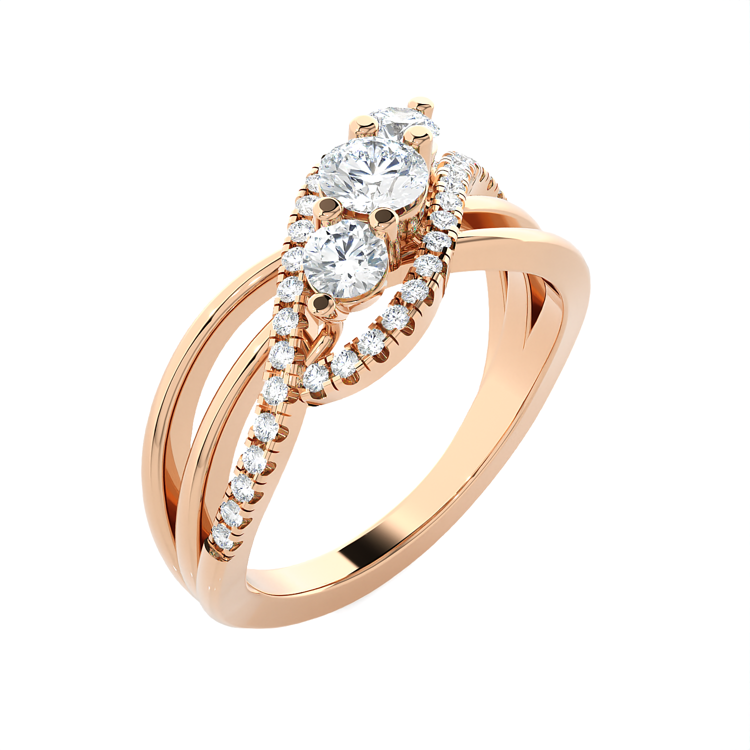 3/4 ctw Round Three Stone Lab Grown Diamond Ring