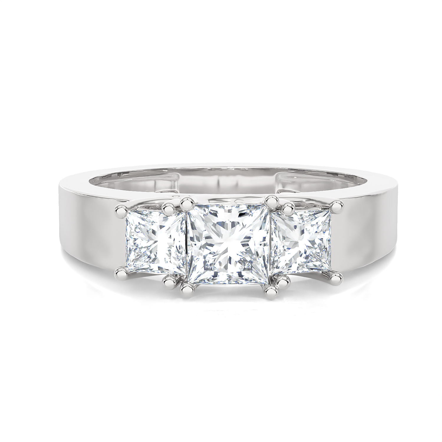 1 ctw Princess-Cut Three Stone Lab Grown Diamond Ring