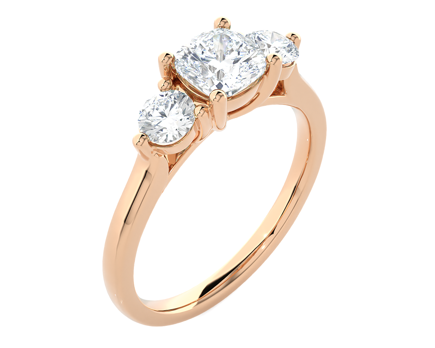 1 1/2 ctw Cushion-Cut Three Stone Lab Grown Diamond Ring