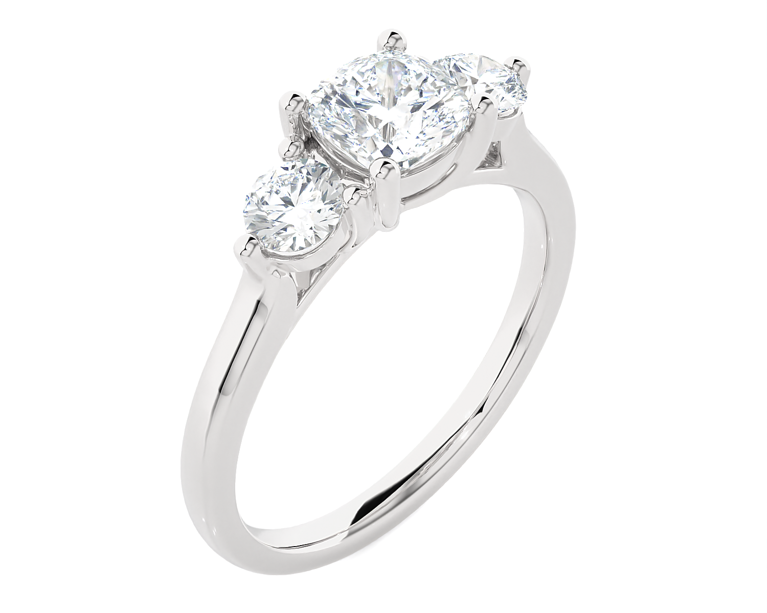 1 1/2 ctw Cushion-Cut Three Stone Lab Grown Diamond Ring