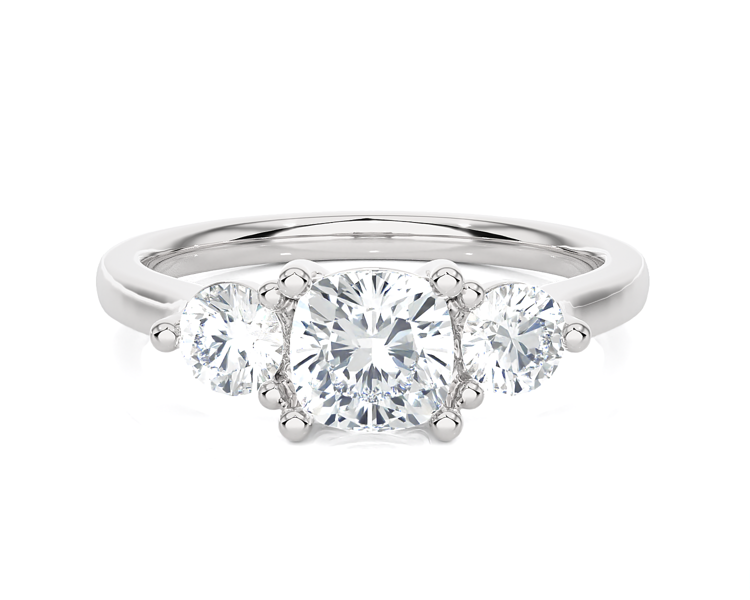 1 1/2 ctw Cushion-Cut Three Stone Lab Grown Diamond Ring