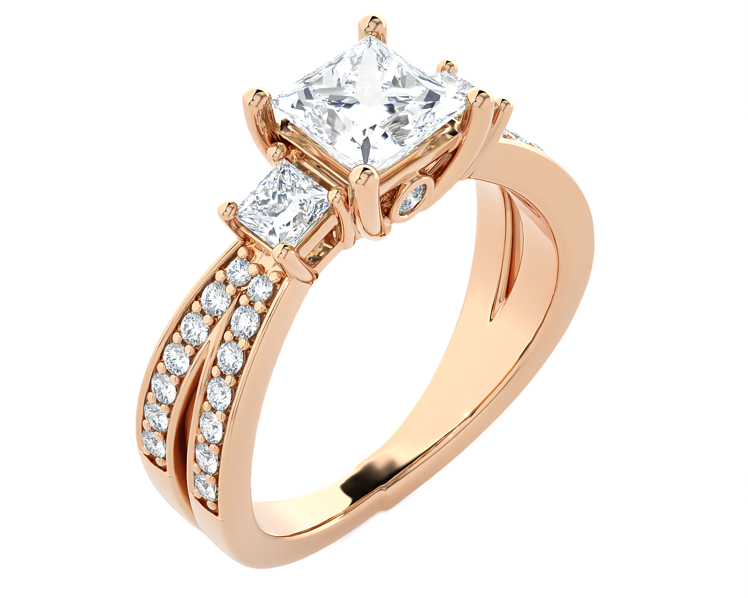 1 5/8 ctw Princess-Cut Three Stone Lab Grown Diamond Ring