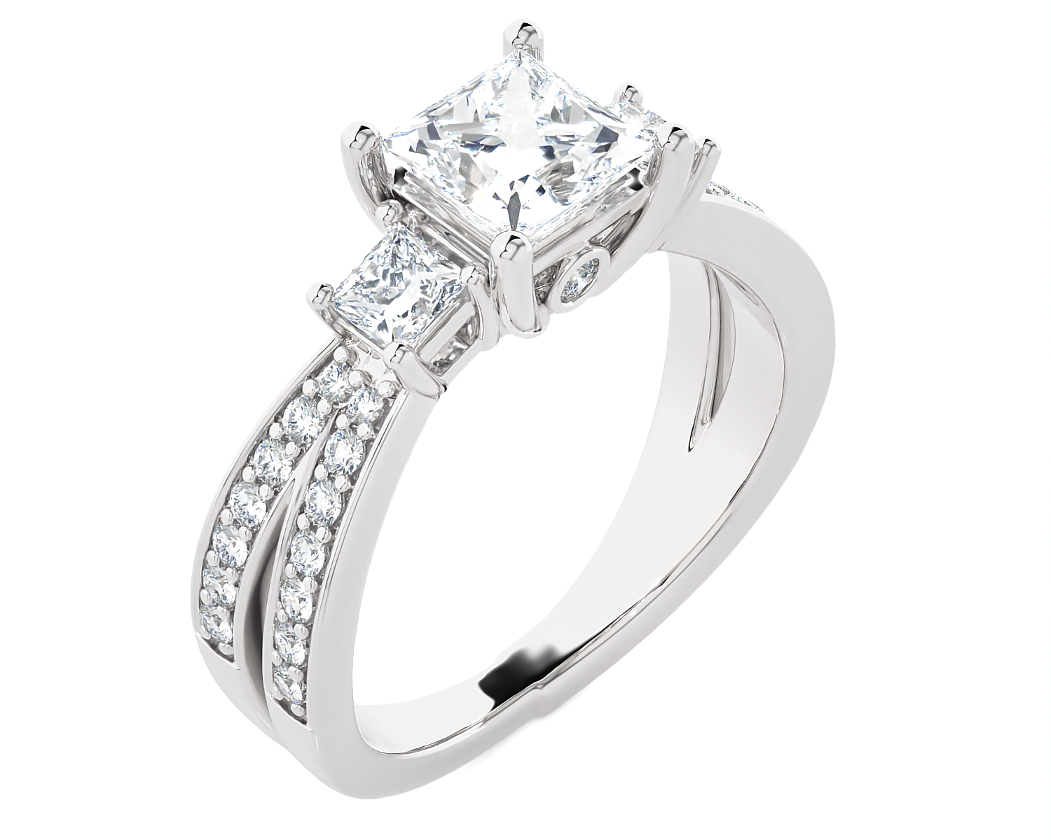 1 5/8 ctw Princess-Cut Three Stone Lab Grown Diamond Ring
