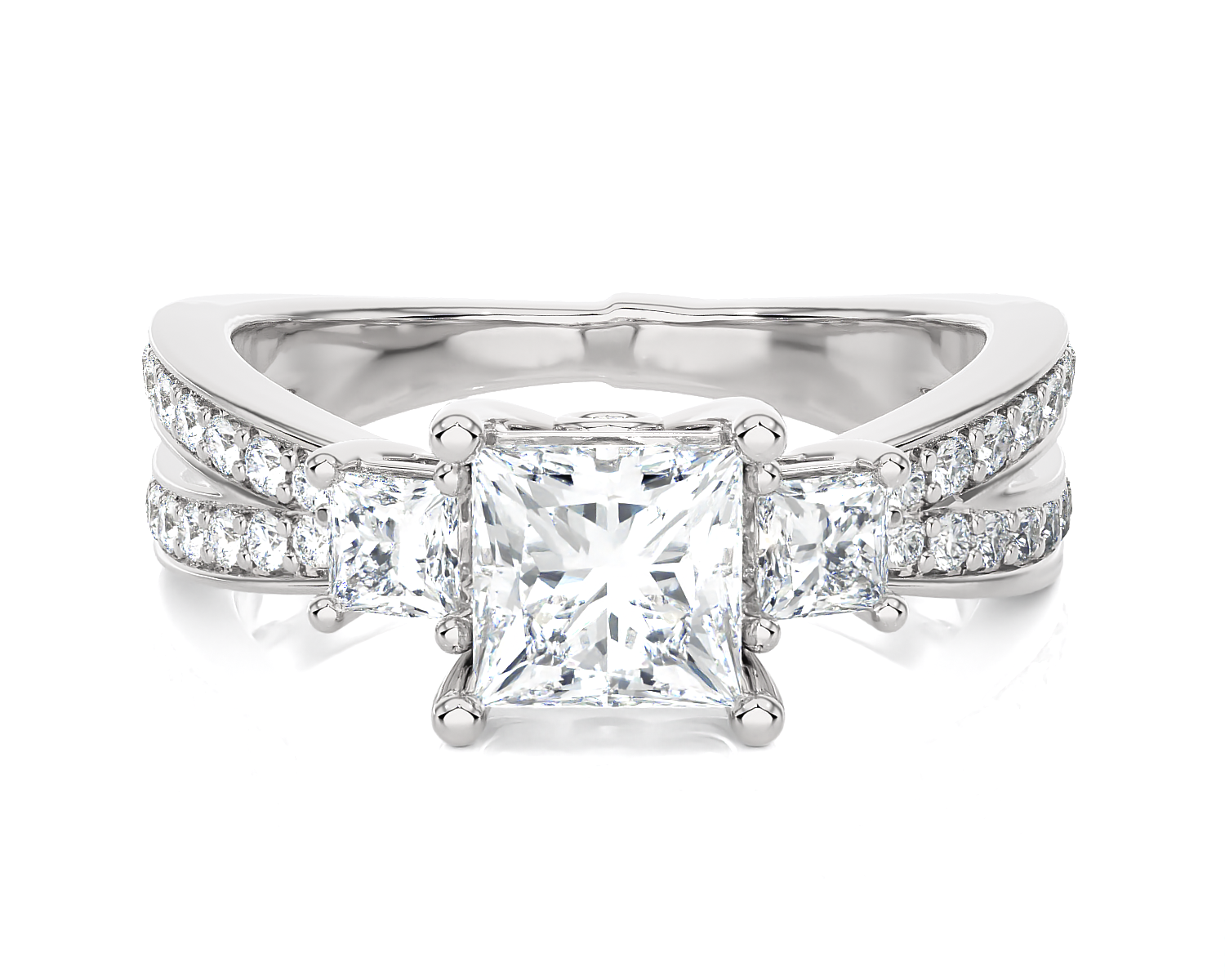 1 5/8 ctw Princess-Cut Three Stone Lab Grown Diamond Ring