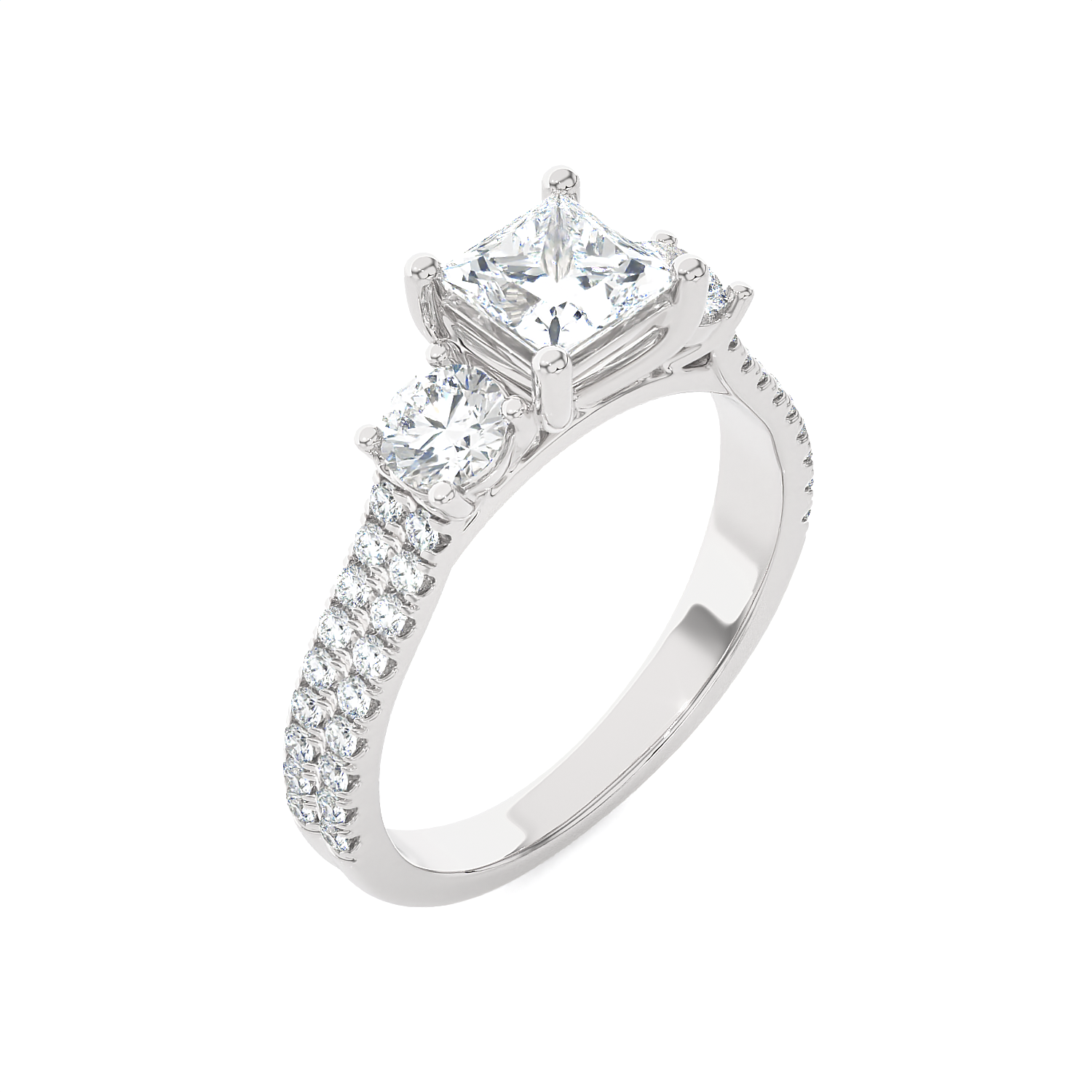 1 1/2 ctw Princess-Cut Three Stone Lab Grown Diamond Ring