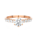 Round Lab Grown Diamond Side Stone Engagement Ring
