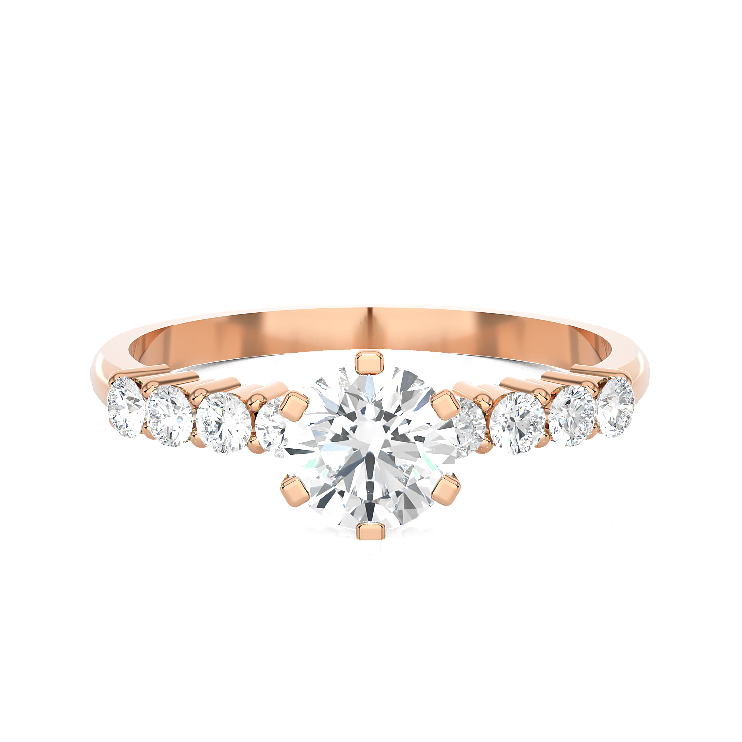 Round Lab Grown Diamond Side Stone Engagement Ring