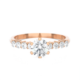 Round Lab Grown Diamond Side Stone Engagement Ring