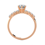 Round Lab Grown Diamond Side Stone Engagement Ring