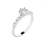Round Lab Grown Diamond Side Stone Engagement Ring