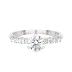 Round Lab Grown Diamond Side Stone Engagement Ring