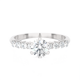 Round Lab Grown Diamond Side Stone Engagement Ring
