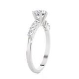 Round Lab Grown Diamond Side Stone Engagement Ring