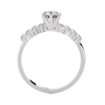 Round Lab Grown Diamond Side Stone Engagement Ring