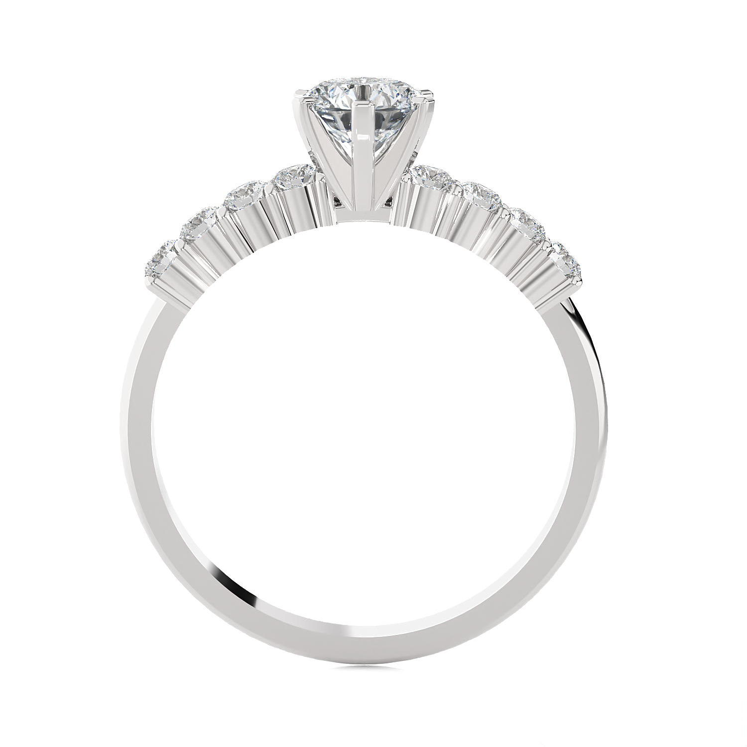 Round Lab Grown Diamond Side Stone Engagement Ring