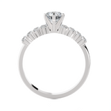 Round Lab Grown Diamond Side Stone Engagement Ring