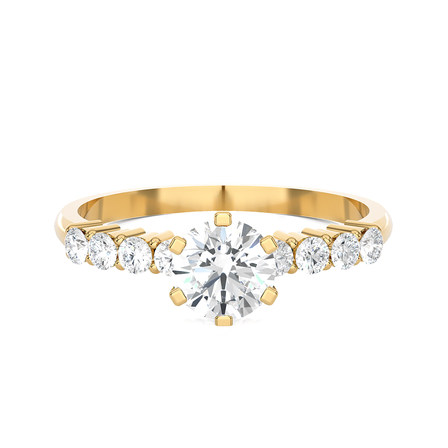 Round Lab Grown Diamond Side Stone Engagement Ring