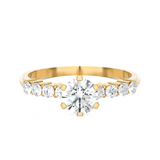 Round Lab Grown Diamond Side Stone Engagement Ring