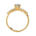 Round Lab Grown Diamond Side Stone Engagement Ring