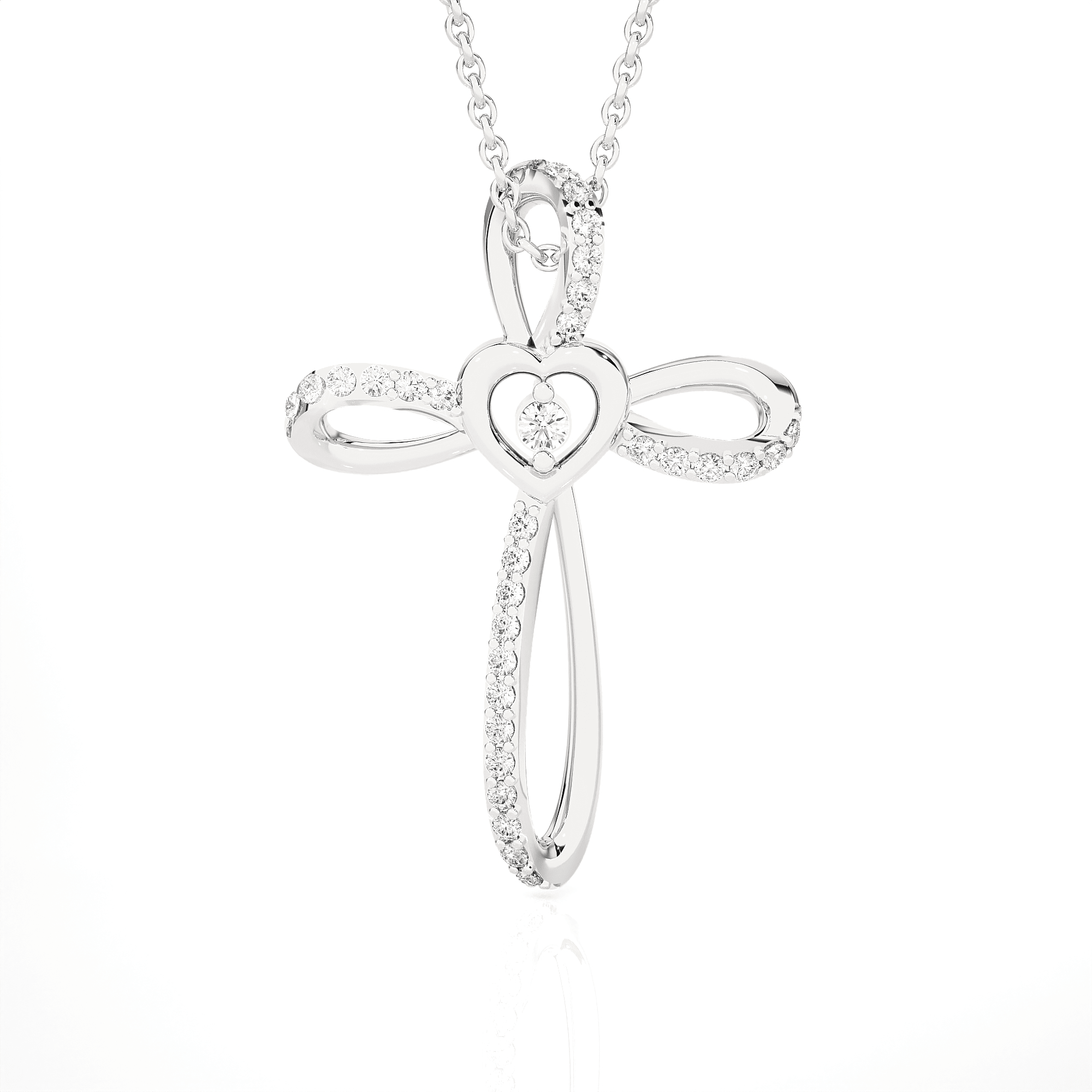 1/8  ctw Round Lab Grown Diamond Cross Pendant