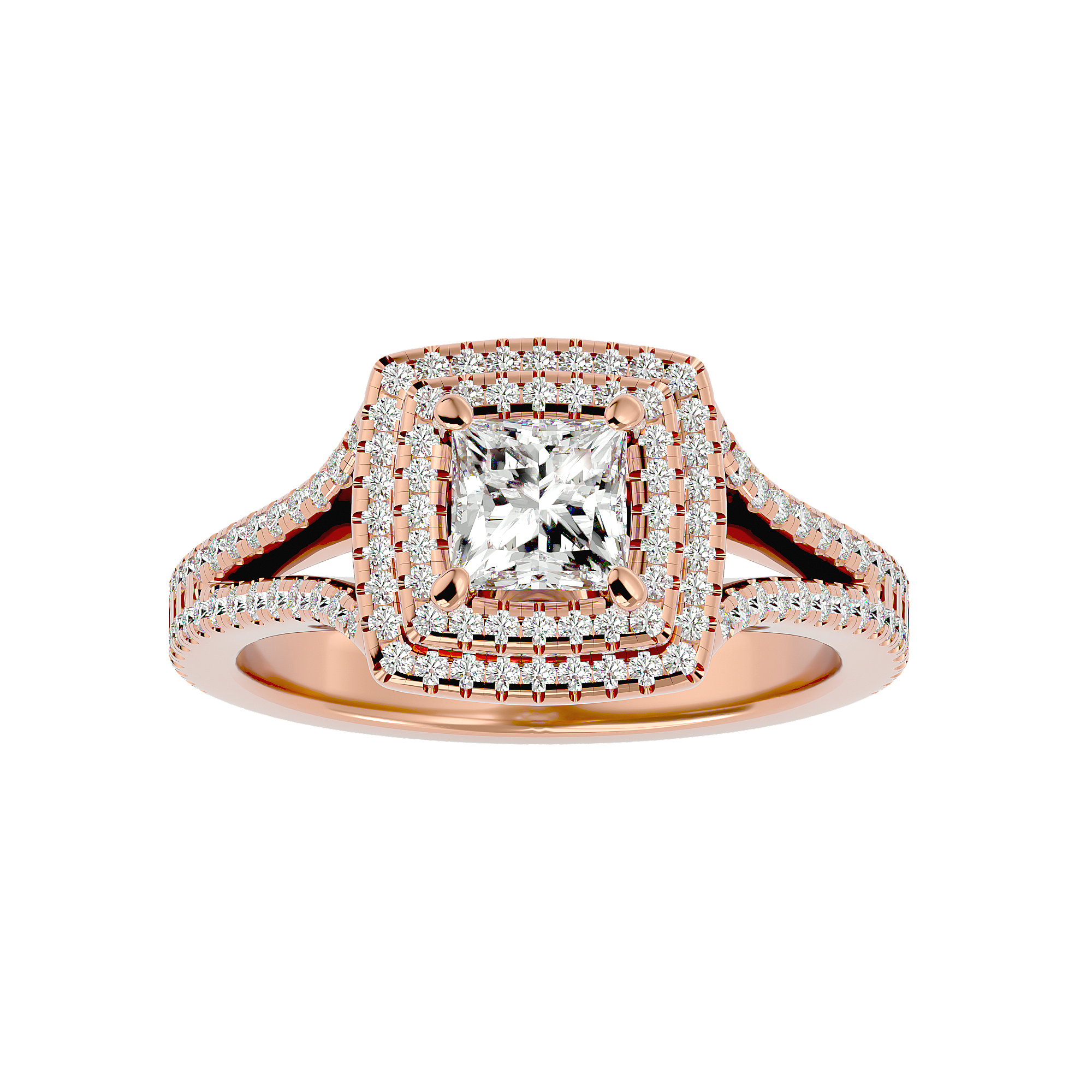 1 1/2 ctw Princess-Cut Lab Grown Diamond Halo Engagement Ring