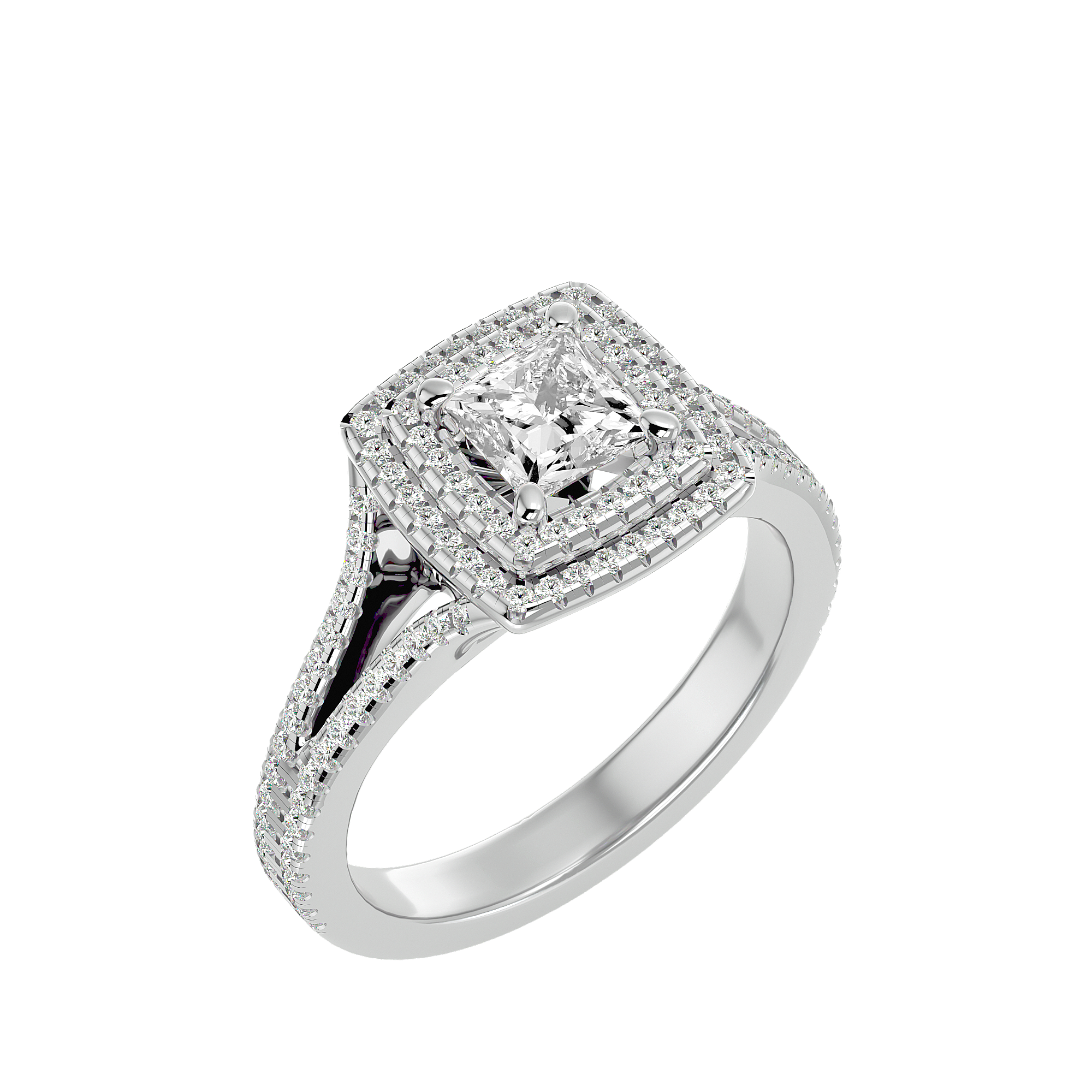 1 1/2 ctw Princess-Cut Lab Grown Diamond Halo Engagement Ring
