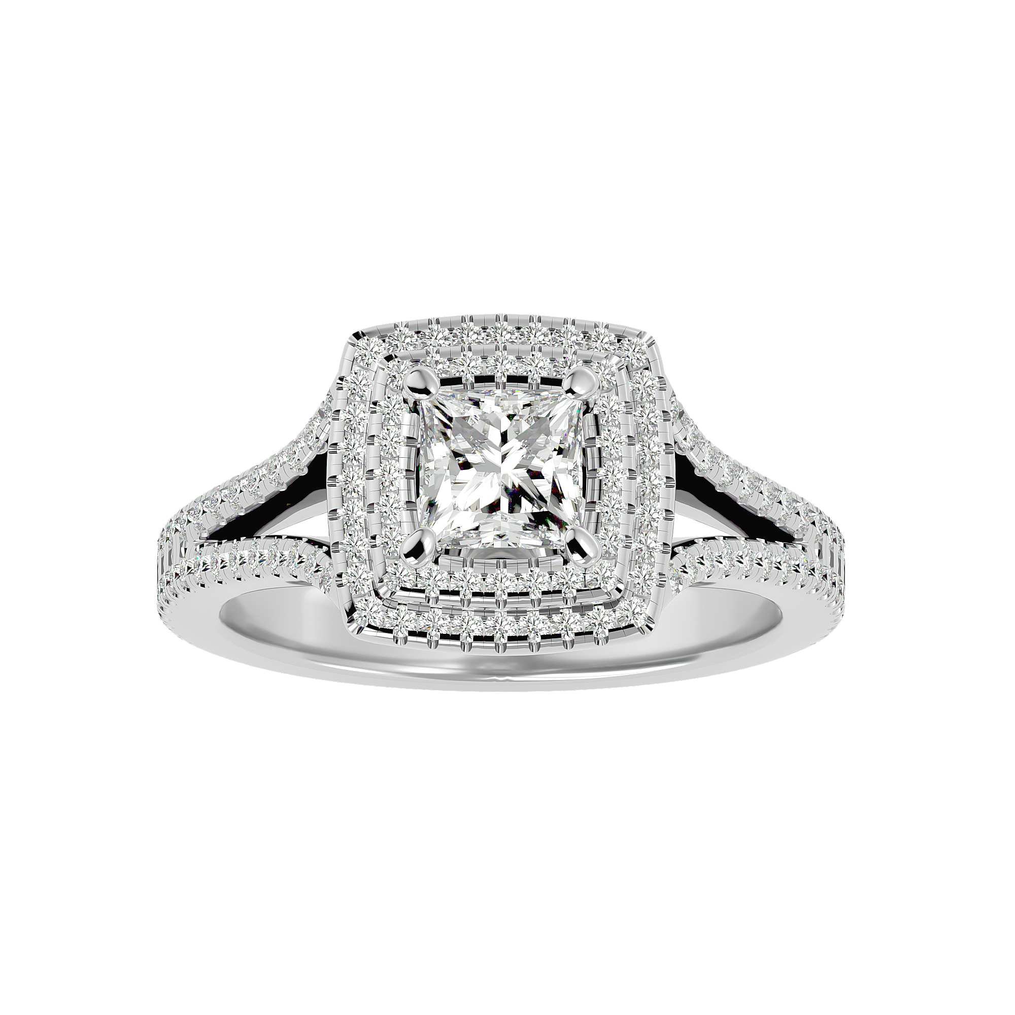 1 1/2 ctw Princess-Cut Lab Grown Diamond Halo Engagement Ring