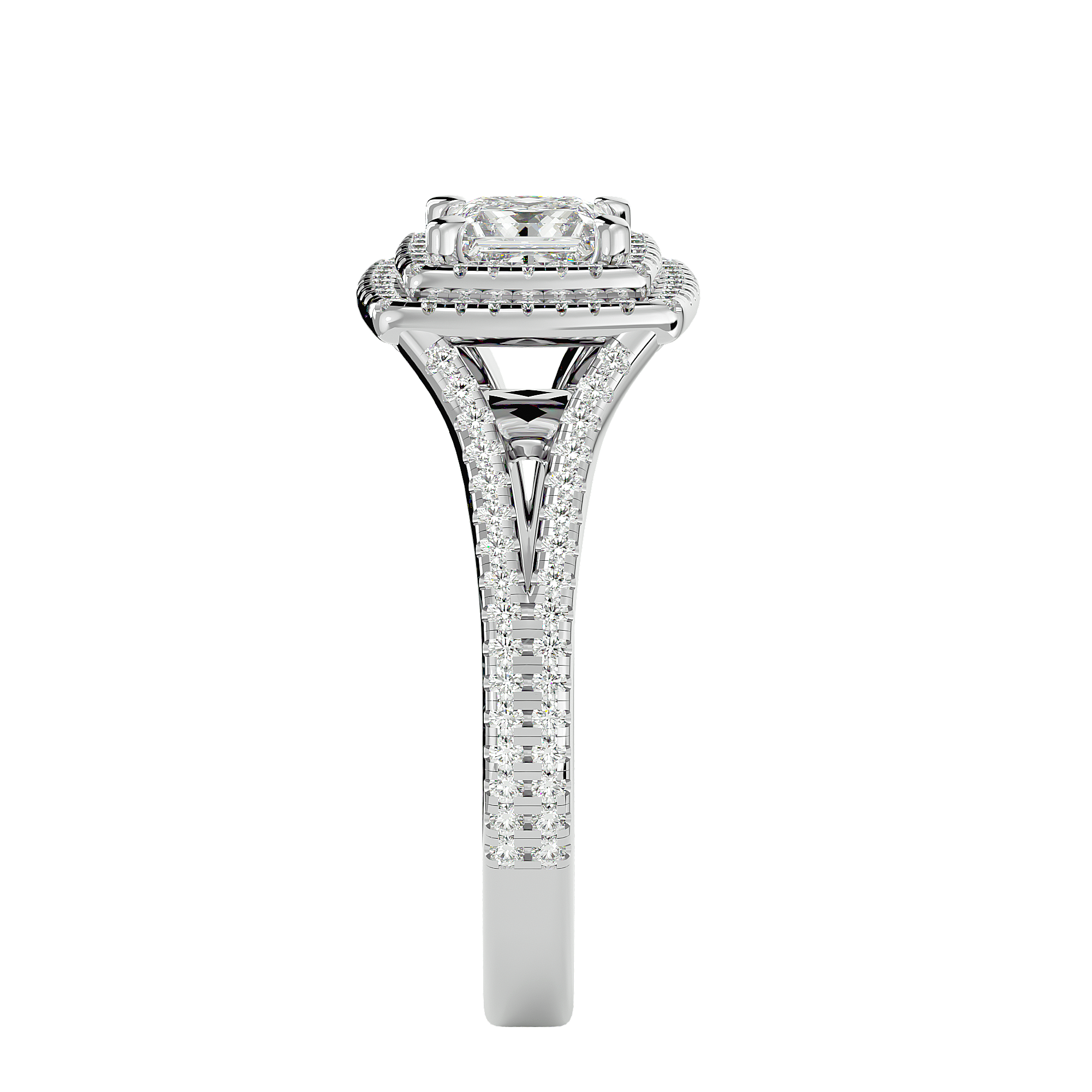 1 1/2 ctw Princess-Cut Lab Grown Diamond Halo Engagement Ring