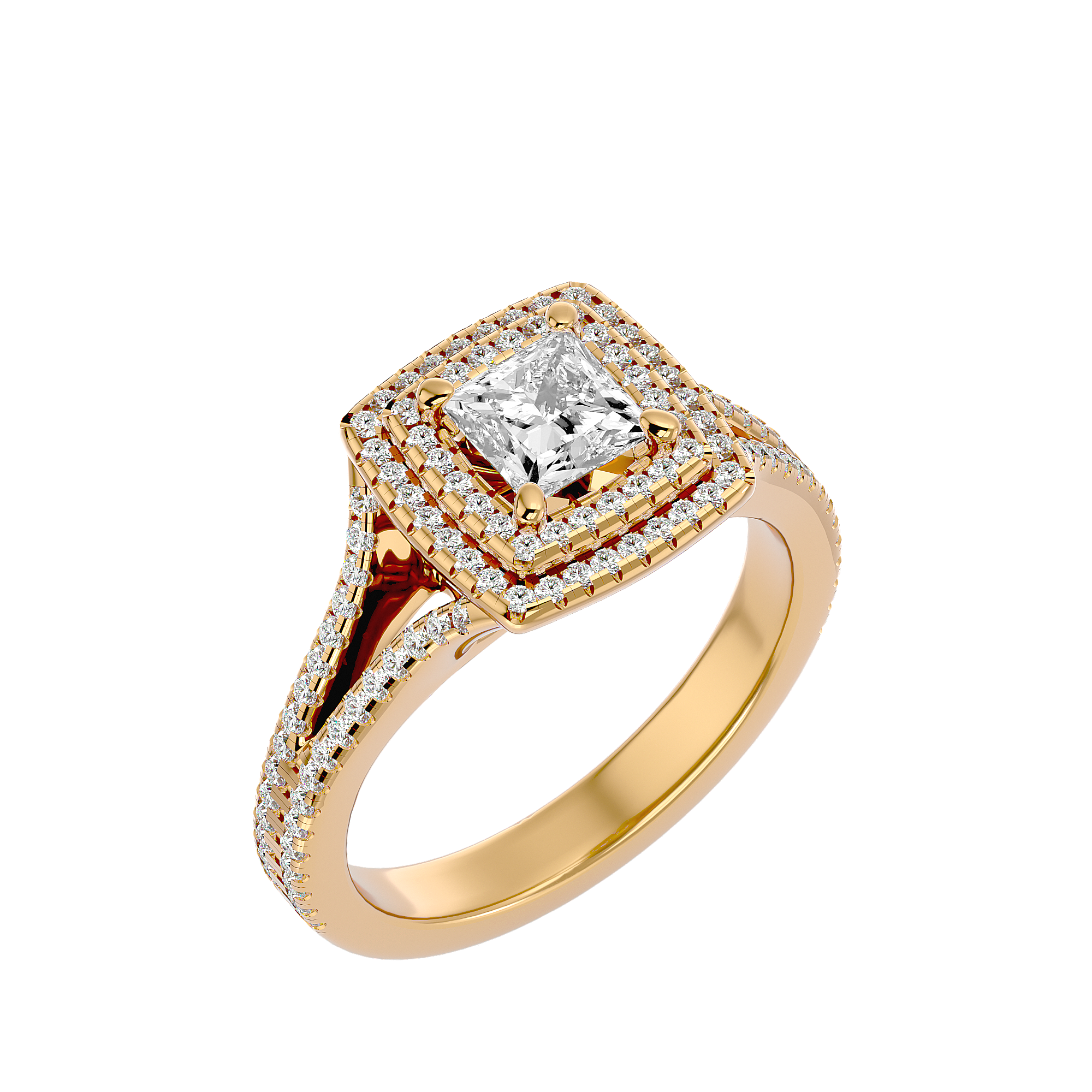 1 1/2 ctw Princess-Cut Lab Grown Diamond Halo Engagement Ring