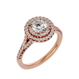 1 1/2 ctw Round Lab Grown Diamond Halo Engagement Ring