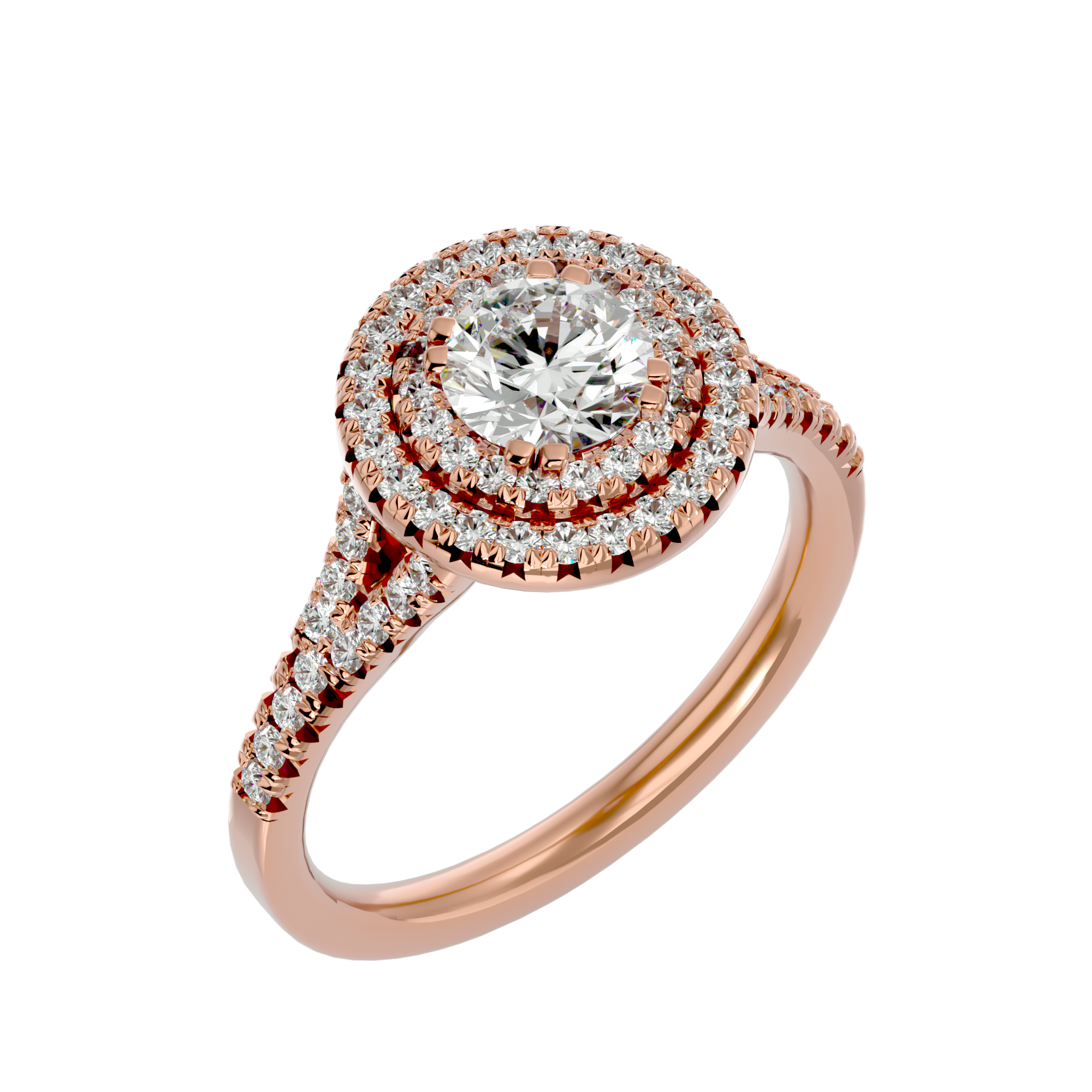 1 1/2 ctw Round Lab Grown Diamond Halo Engagement Ring