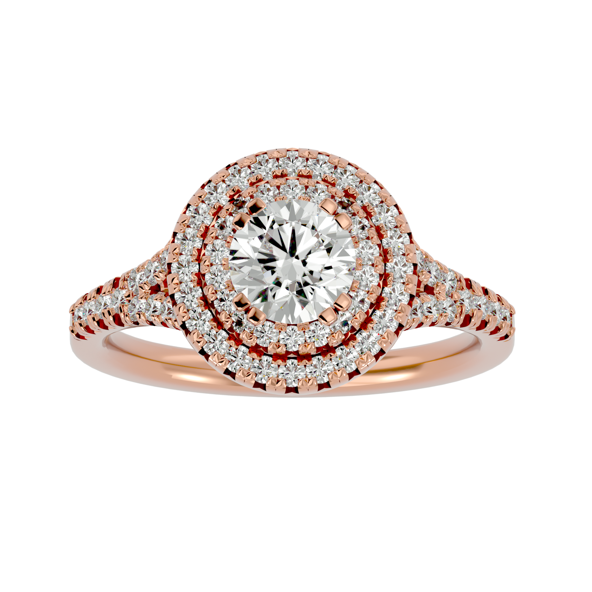 1 1/2 ctw Round Lab Grown Diamond Halo Engagement Ring