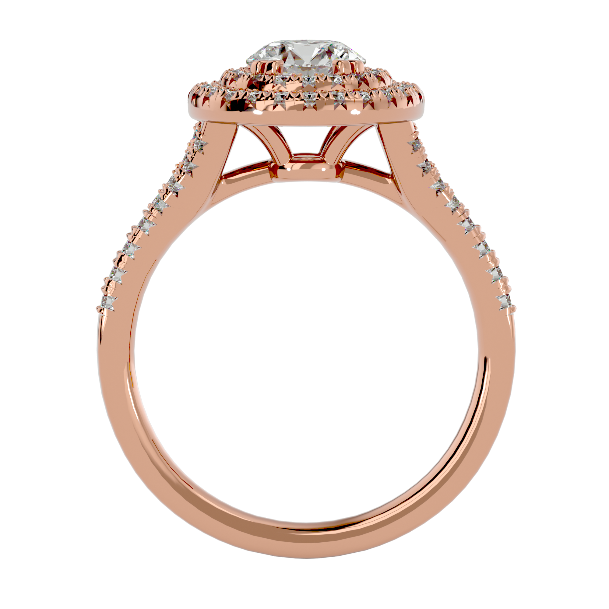 1 1/2 ctw Round Lab Grown Diamond Halo Engagement Ring