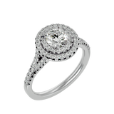 1 1/2 ctw Round Lab Grown Diamond Halo Engagement Ring