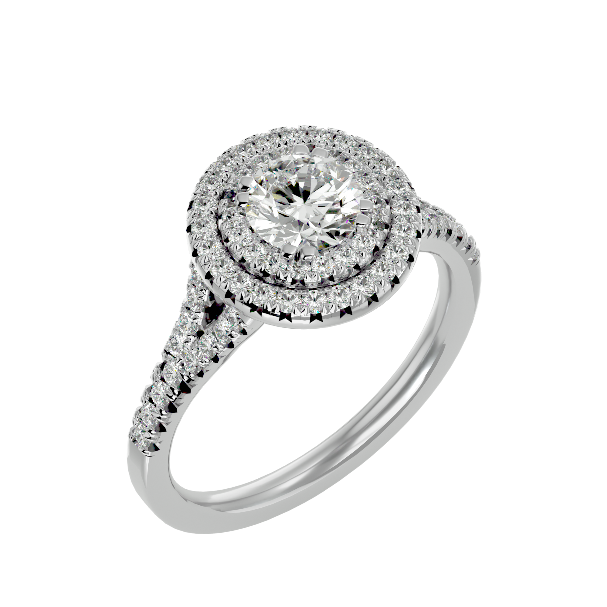 1 1/2 ctw Round Lab Grown Diamond Halo Engagement Ring