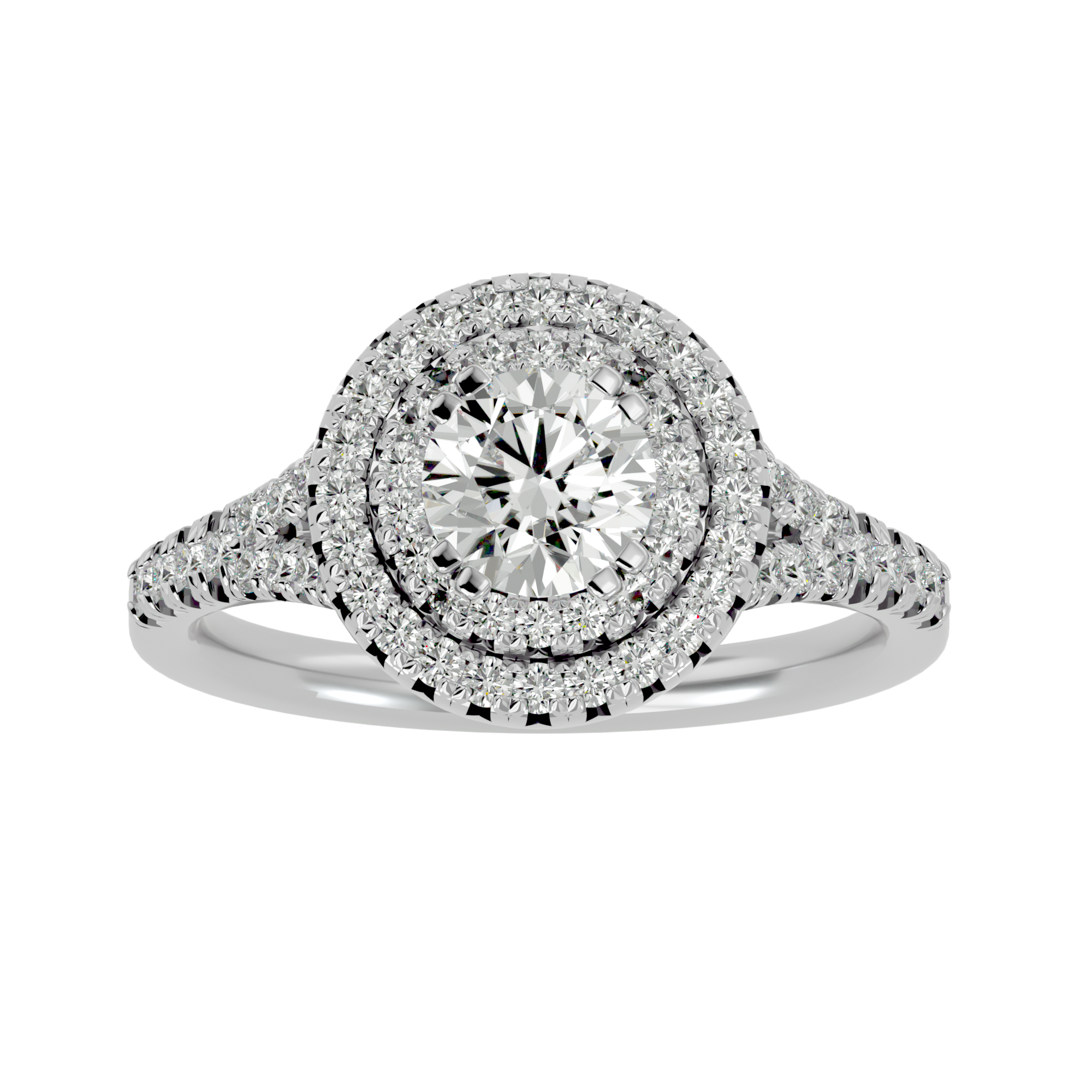 1 1/2 ctw Round Lab Grown Diamond Halo Engagement Ring