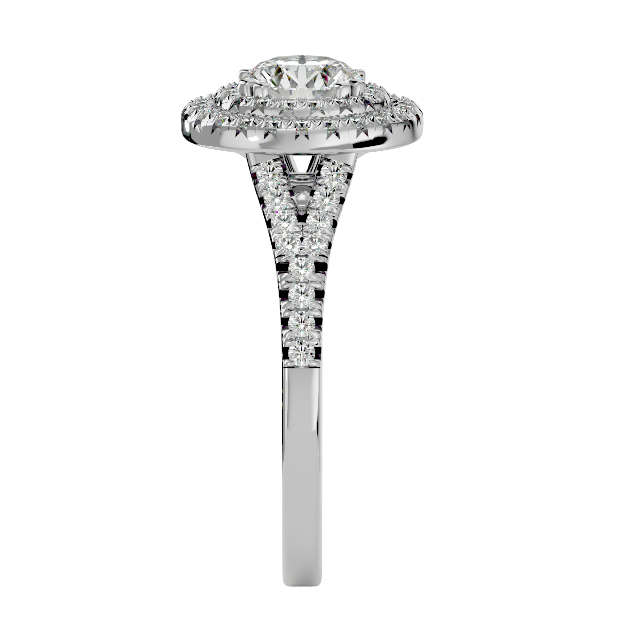 1 1/2 ctw Round Lab Grown Diamond Halo Engagement Ring