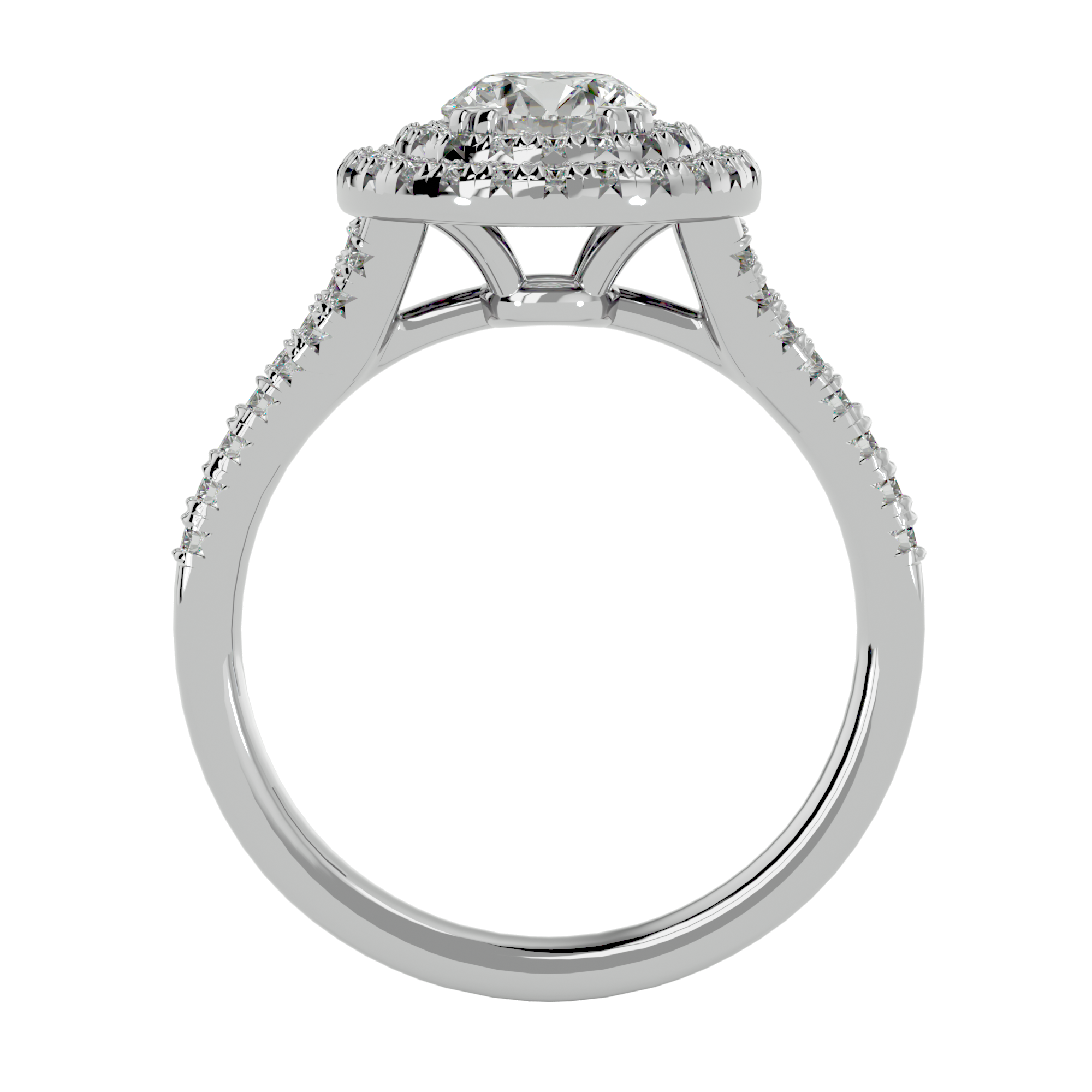 1 1/2 ctw Round Lab Grown Diamond Halo Engagement Ring