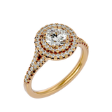 1 1/2 ctw Round Lab Grown Diamond Halo Engagement Ring