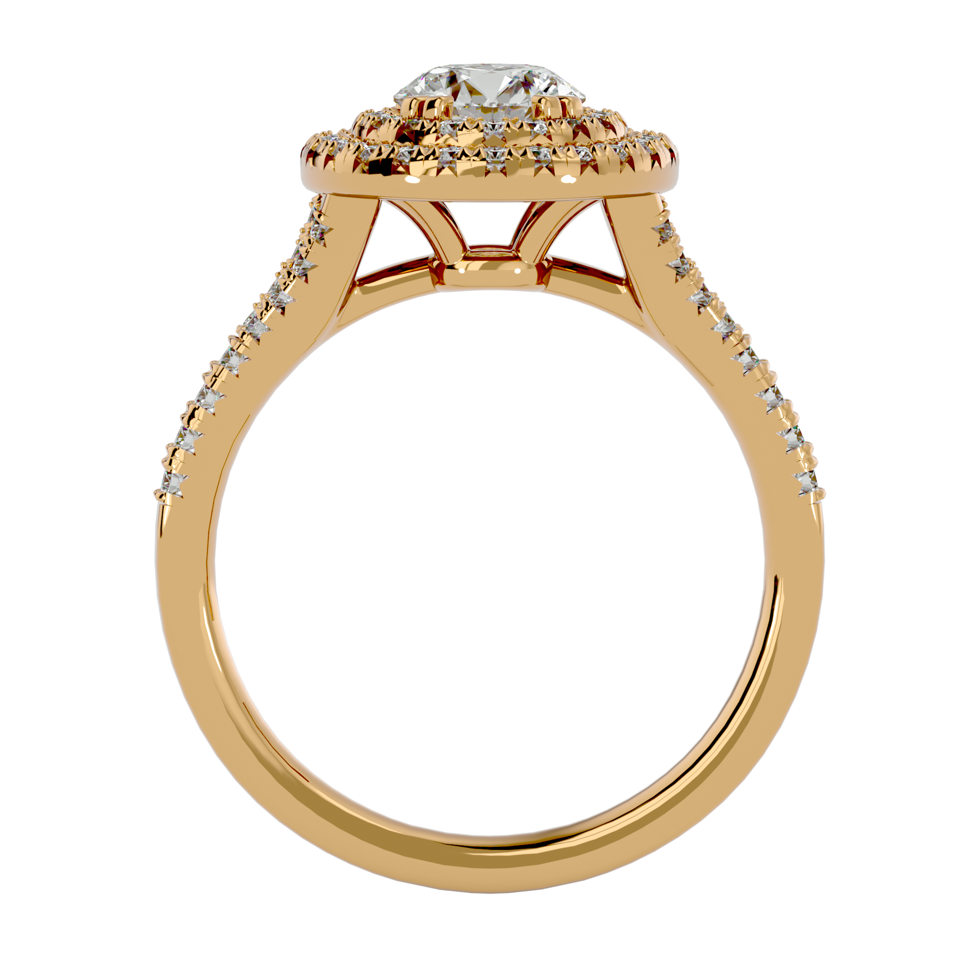 1 1/2 ctw Round Lab Grown Diamond Halo Engagement Ring