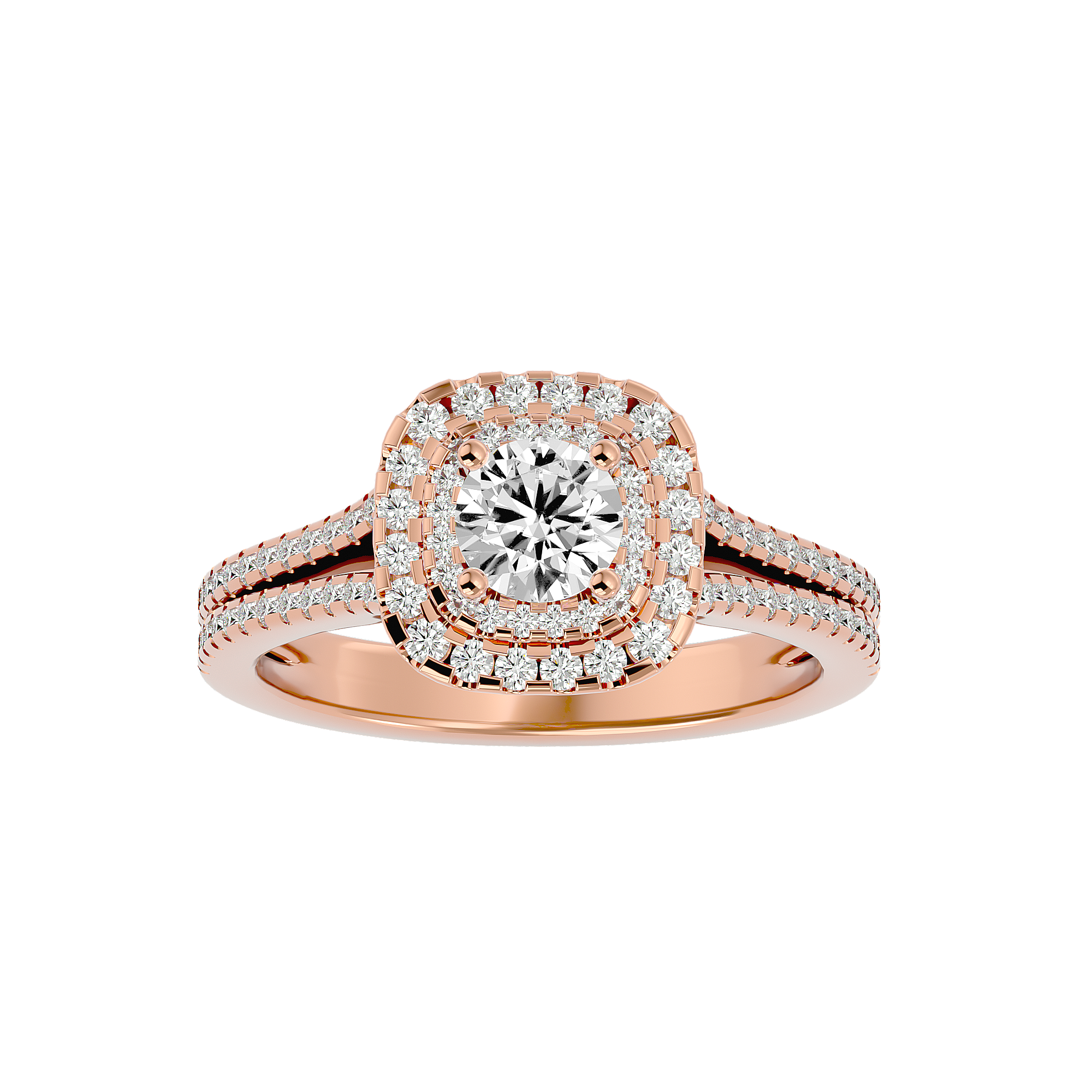 1 1/3 ctw Round Lab Grown Diamond Halo Engagement Ring