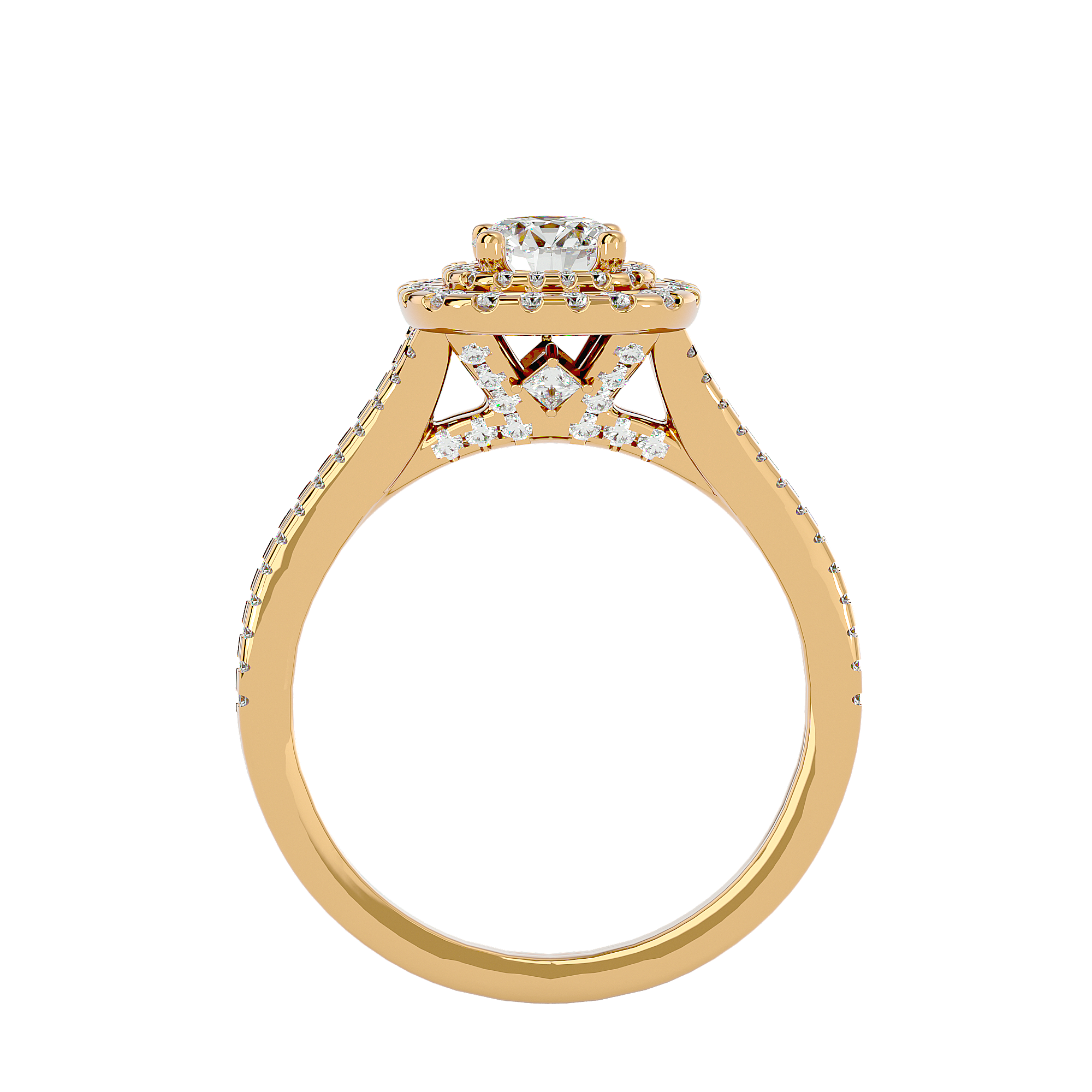 1 1/3 ctw Round Lab Grown Diamond Halo Engagement Ring