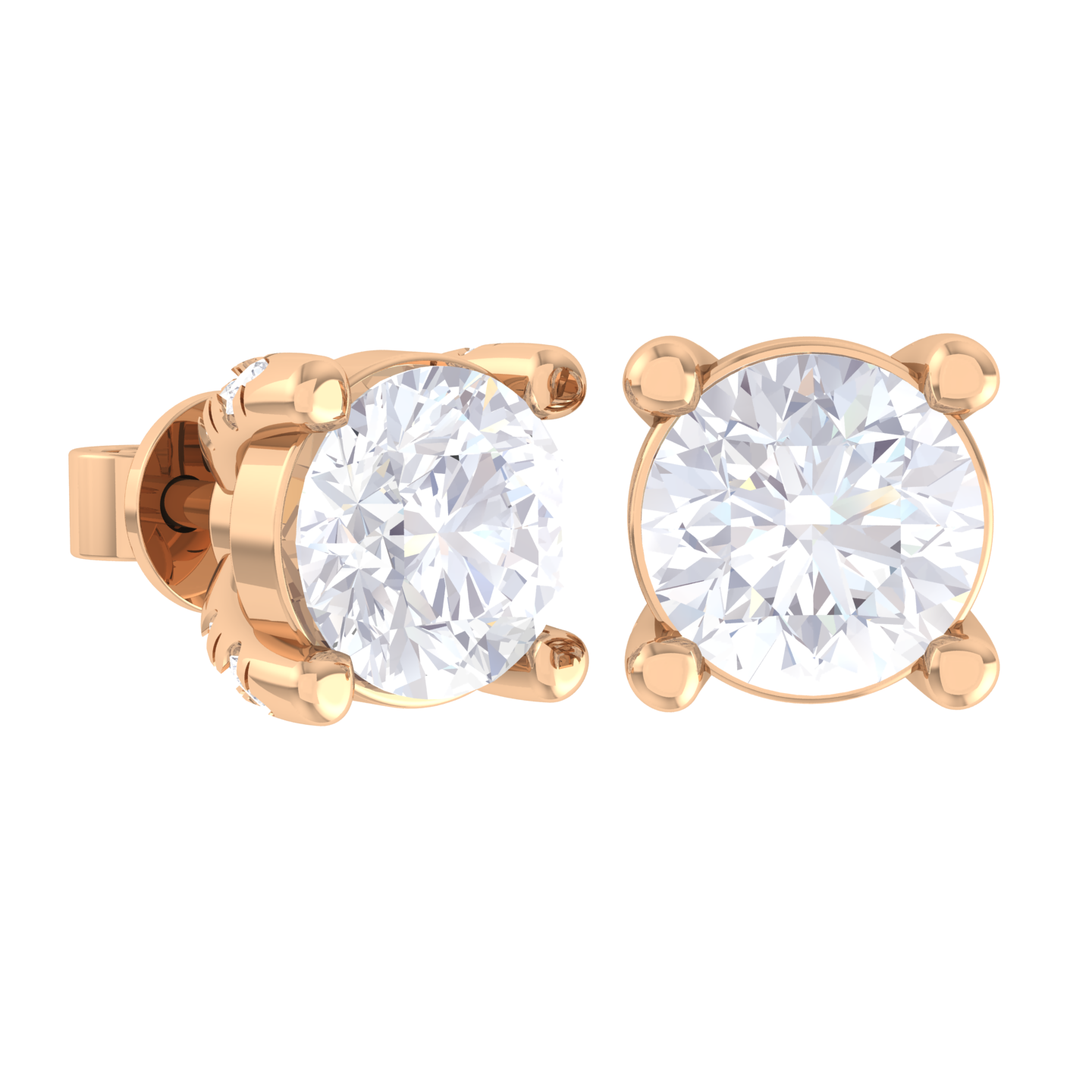 Round Lab Grown Diamond Solitaire Stud Earrings